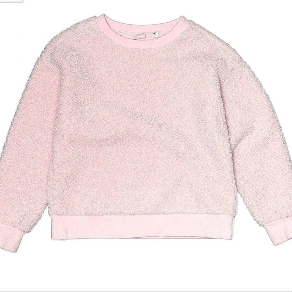 Gap Kids, Girls Sherpa Crew Neck Sweatshirt, Pink XXL 14-16, Excellent Condition